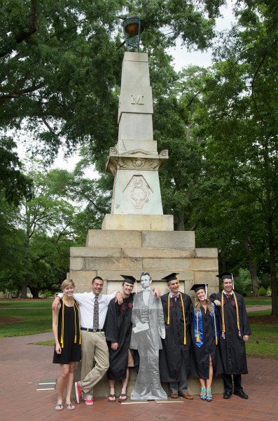 UofSCGraduation10May2013-7004.jpg - Kate Nasse Coleman Abe Mike Liane and David at Maxcy Monument, Horseshoe