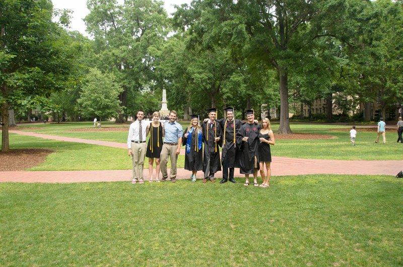 UofSCGraduation10May2013-7024.jpg - Nasse Kate Ryan Liane Mike David Coleman and Michelle in Horseshoe, Maxcy Monument in background