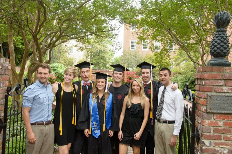 UofSCGraduation10May2013-7032.jpg - Ryan Kate Mike Liane Coleman Michelle David and Nasse at Memorial Rose Garden, Horseshoe