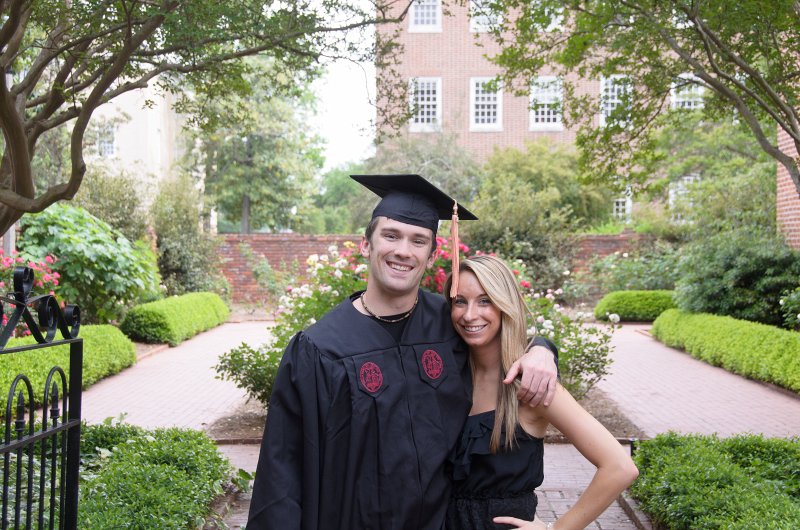UofSCGraduation10May2013-7047.jpg - Coleman and Michelle at Memorial Rose Garden, Horseshoe