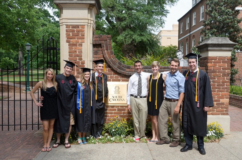 UofSCGraduation10May2013-7052.jpg - Michelle Coleman Liane Mike Nasse Kate Ryan David at Horseshoe entrance gate
