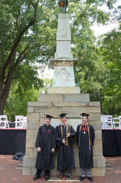 UofSCGraduation10May2013-6686.jpg - Coleman Mike and David at Maxcy Monument
