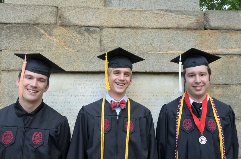 UofSCGraduation10May2013-6691.jpg - Coleman Mike and David at Maxcy Monument
