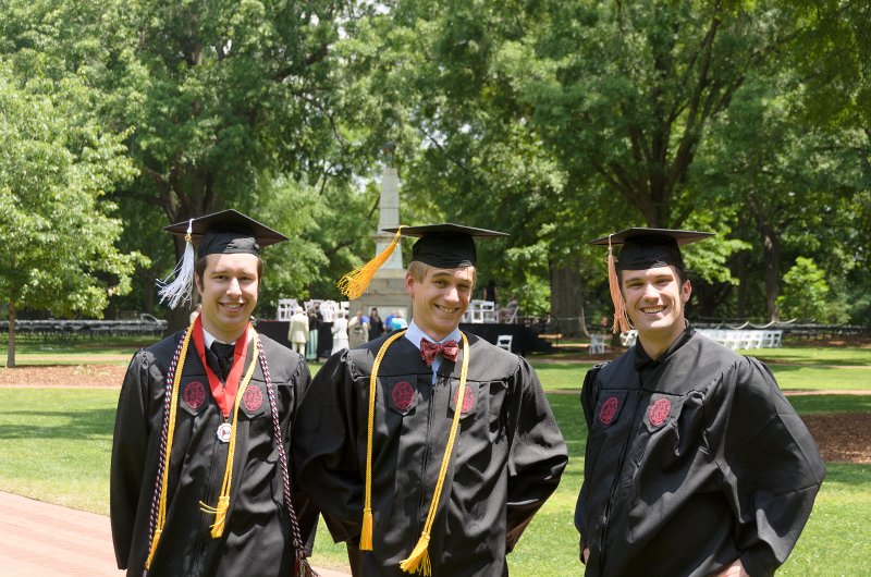 UofSCGraduation10May2013-6749.jpg - David Mike and Coleman with  Maxcy Monument in background