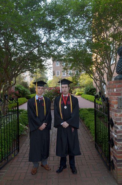 UofSCGraduation10May2013-6786.jpg - Mike and David at Memorial Rose Garden, Horseshoe