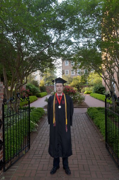 UofSCGraduation10May2013-6789.jpg - David at Memorial Rose Garden, Horseshoe