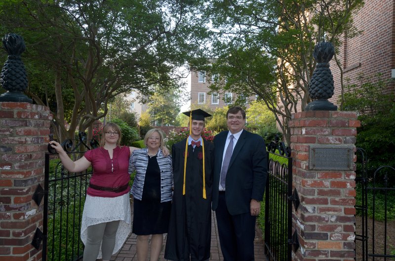 UofSCGraduation10May2013-6793.jpg - Liz Cathie Mike and Jack at Memorial Rose Garden, Horseshoe