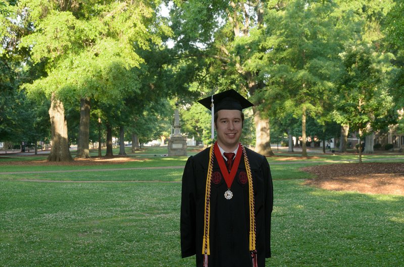 UofSCGraduation10May2013-6828.jpg - David in Horseshoe with Maxcy Monument (background)