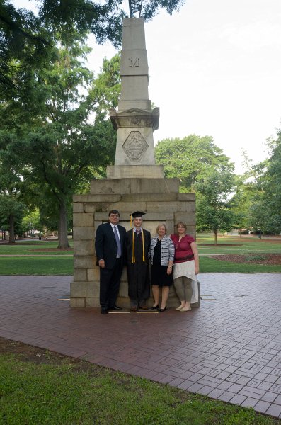 UofSCGraduation10May2013-6848.jpg - Jack Mike Cathie and Liz at Maxcy Monument, Horseshoe