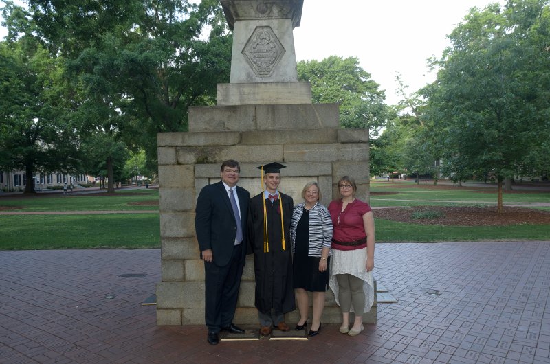UofSCGraduation10May2013-6853.jpg - Jack Mike Cathie and Liz at Maxcy Monument, Horseshoe
