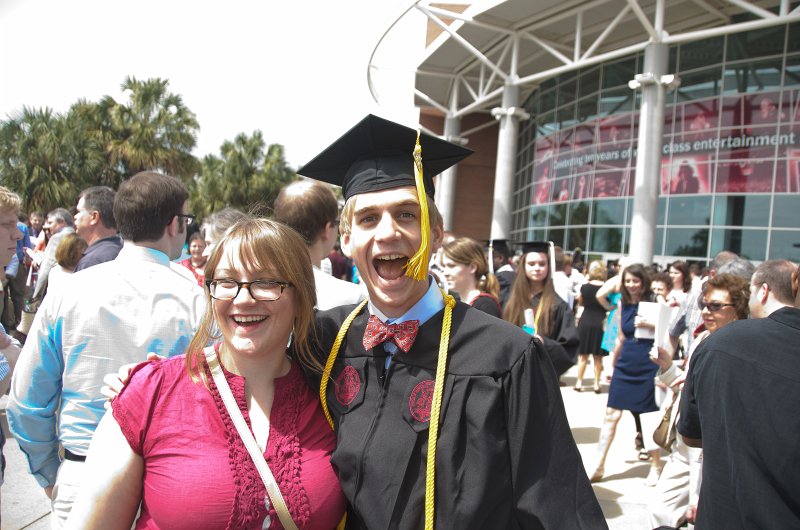 UofSCGraduation10May2013-6959.jpg - Liz and Mike outside of Colonial Life Arena after graduation