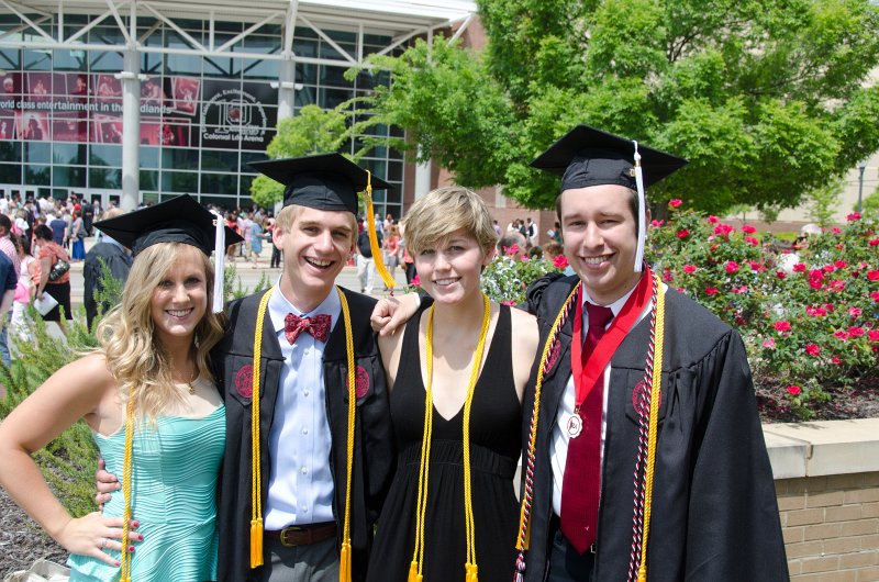 UofSCGraduation10May2013-6983.jpg - Liane Mike Kate and David outside of Colonial Life Arena after graduation