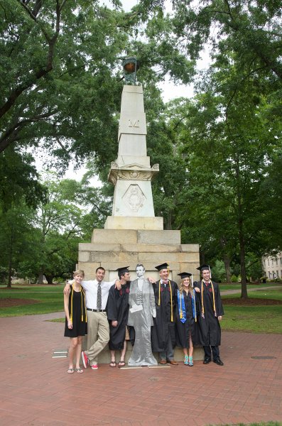 UofSCGraduation10May2013-7002.jpg - Kate Nasse Coleman Abe Mike Liane and David at Maxcy Monument, Horseshoe