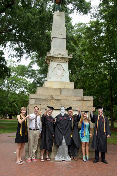 UofSCGraduation10May2013-7008.jpg - Kate Nasse Coleman Abe Mike Liane and David at Maxcy Monument, Horseshoe