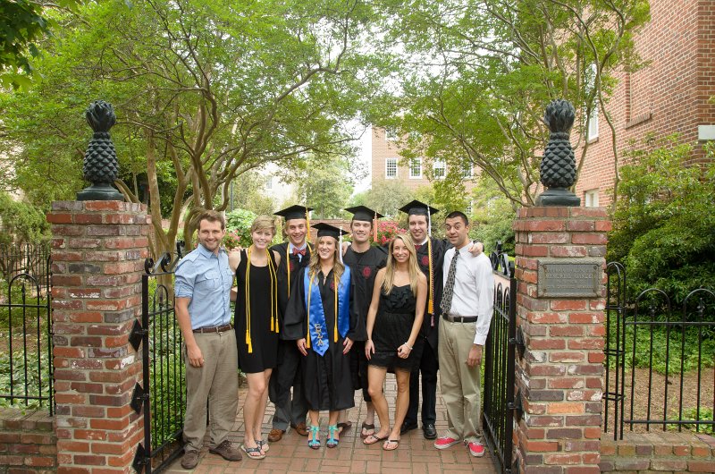 UofSCGraduation10May2013-7034.jpg - Ryan Kate Mike Liane Coleman Michelle David and Nasse at Memorial Rose Garden, Horseshoe