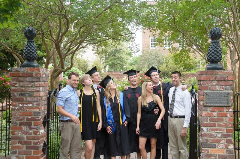 UofSCGraduation10May2013-7038.jpg - Ryan Kate Mike Liane Coleman Michelle David and Nasse at Memorial Rose Garden, Horseshoe