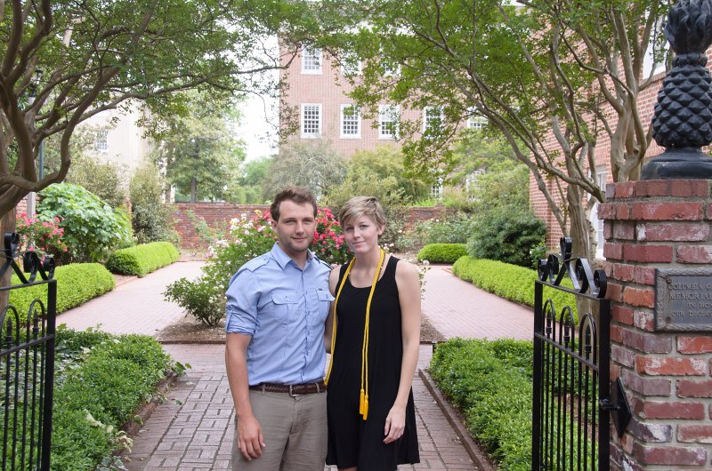 UofSCGraduation10May2013-7045.jpg - Ryan and Kate at Memorial Rose Garden, Horseshoe