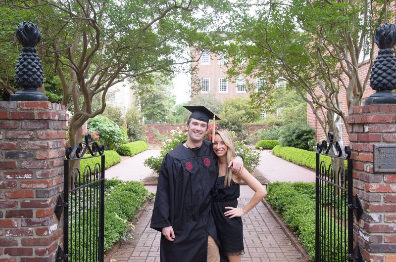 UofSCGraduation10May2013-7049.jpg - Coleman and Michelle at Memorial Rose Garden, Horseshoe