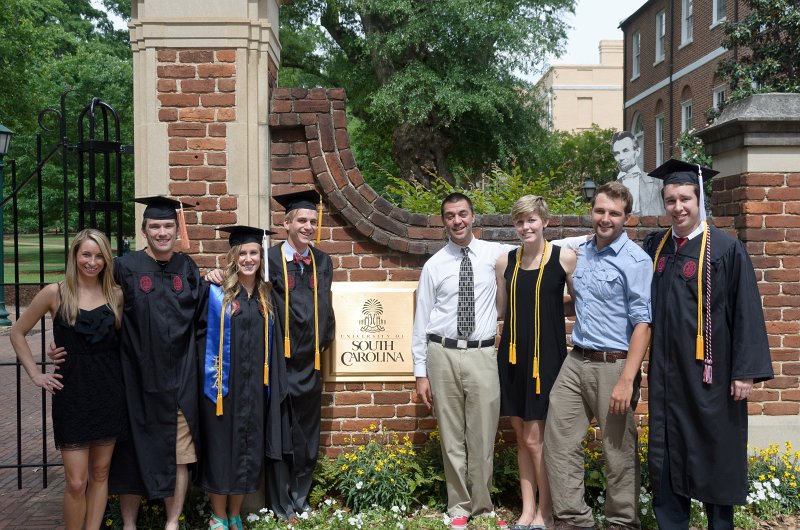 UofSCGraduation10May2013-7055.jpg - Michelle Coleman Liane Mike Nasse Kate Ryan David at Horseshoe entrance gate