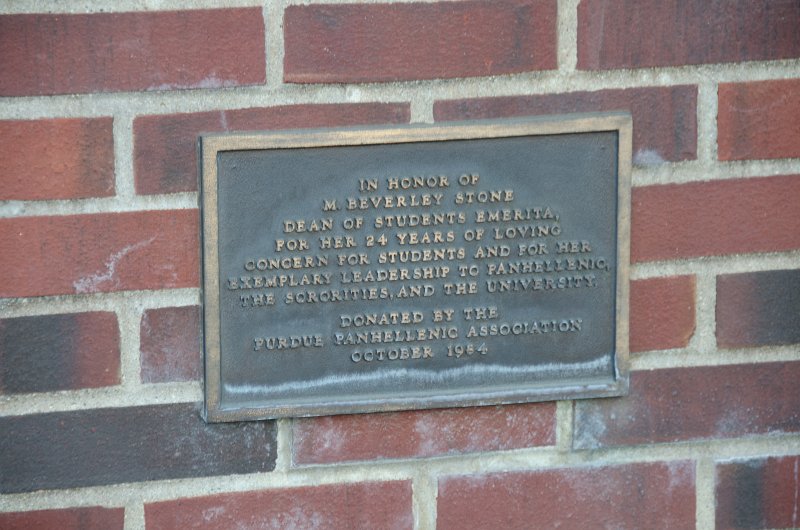 Purdue040513-6015.jpg - Purdue Univeristy sign, memorial to Dean Stone, in front of Purdue Union