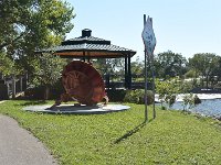 North Aurora Dam  Interesting machinery on display next to North Aurora dam. Fox River Bike Trail, Batavia to North Aurora : 2014, Batavia, Biking, Fox River, Fox River Bike Trail, North Aurora