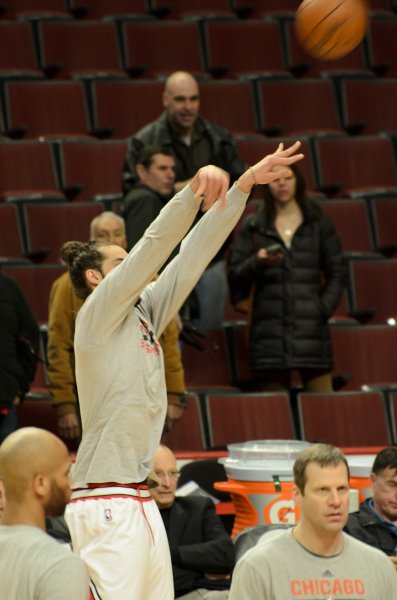 BullsVsPortland032814-0703-3.jpg - Warmups:  Jokim Noah. Bulls vs Portland Trailblazers, United Center 3/28/14