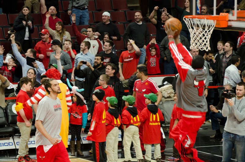 BullsVsPortland032814-0731-3.jpg - Warmups:  Noah and Snell. Bulls vs Portland Trailblazers, United Center 3/28/14