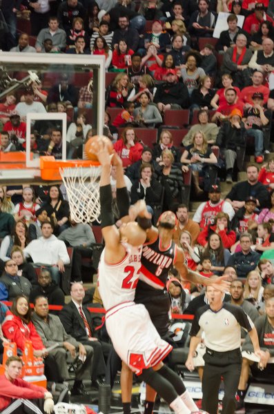 BullsVsPortland032814-0904-2.jpg - Taj Gibson and Will Barton. Bulls vs Portland Trailblazers, United Center 3/28/14
