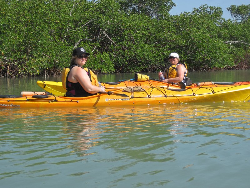 Captiva041214-0232.jpg - Liz and Cathie. Kayak Pine Island Sound, Buck Key Loop with Liz. Roosevelt Channel, South, around Buck Key, through the Mangrove Trails, then back.  Lots of windy, choppy weather.