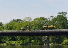 John Deere Tractor  John Deere tractor crossing, southbound, the Fox River Dr bridge. Kayaking the Fox River from Yorkville to Millington : 2014, Fox River, Kayaking, Millington, Yorkville