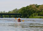 Riffles  Cathie entering some choppy water, just upstream from the main Millington bridge. Kayaking the Fox River from Yorkville to Millington : 2014, Fox River, Kayaking, Millington, Yorkville