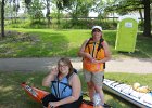 Liz and Cathie  Liz and Cathie taking a break at the North Aurora dam portage area. Mid-American Canoe & Kayak Race on the Fox River from St Charles to Aurora : 2014, Dam, Fox River, Kayaking, Mid-American Canoe & Kayak Race