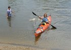 Liz  Liz at the finish line takeout point. Mid-American Canoe & Kayak Race on the Fox River from St Charles to Aurora : 2014, Fox River, Kayaking, Mid-American Canoe & Kayak Race