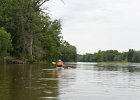 Millhurst  Cathie approaching rough waters at the former Mill Race at Millhurst.  Kayak Fox River from Yorkville to Millington : 2014, Fox River, Kayaking, Millington, Yorkville