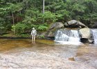 Cathie at Screw Auger Falls.  Picnic lunch after kayaking.  Visiting Screw Auger Falls at Grafton Notch State Park : 2014, Grafton Notch State Park, Maine, Newry, Screw Auger Falls, waterfall