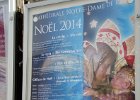 Paris120914-3090  Christmas 2014 poster in front of Cathédrale Notre Dame. Day 1 Paris : 2014, 4th arrondissement, Cathédrale, Cathédrale Notre Dame de Paris, France, Notre Dame de Paris, Paris, cathedral, Île de la Cité