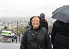 Cathie, Montmartre.  Cathie at the steps of the Sacré Coeur church. Montmartre. Paris Day 5 : 18th arrondissement, 2014, France, Montmartre, Paris, Sacré Coeur