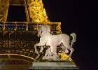 Equestrian statue, Tour EIffel  Equestrian statue of Roman Soldier on Pont d'Iéna. Walking to the Tour Eiffel from the Trocadéro. Day 1 Paris : 2014, 7th arrondissement, France, Night, Paris, Pont d'Iéna, Statue, Tour Eiffel, marble