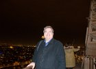 Jack, Tour Eiffel Observation Deck  Jack with Arc de Triomphe in the distant background, view of Paris from the Tour Eiffel observation deck. Paris Day 1 : 2014, 7th arrondissement, Arc de Triomphe, Cityscape, Night, Paris, Tour Eiffel