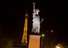Statue of Liberty, Seine River Cruise  La Liberté éclairant le monde/Statue of Liberty on  Île des Cygnes island in the Seine, Tour Eiffel, background. Bateaus Parisiens dinner cruise on the Seine River. Paris Day 3 : 2014, Bateaus Parisiens, Dinner Cruise, France, Night, Paris, Seine River, boat ride