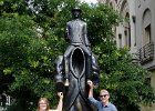 Kafka Monument  Liz and Mike at Kafka Monument in the Jewish Quarter / Josefov : 2014, Czech Republic, Jewish Quarter, Josefov, Kafka, Old Town, Prague, Praha, Sculpture, Staré Město, Walking, monument, Česká republika