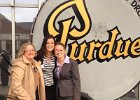 Cathie and Purdue Drum  Cathie and her Old Masters hosts Stepanie and Mellisa in front of the World's Largest Drum, Purdue Old Masters, Nov 2014 : 2014, Cathie, IN, Indiana, Old Masters, Purdue, Purdue University, West Lafayette