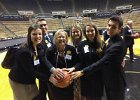 Cathie and her  Old Masters hosts at Mackey  Cathie and her Old Masters hosts:  Stephanie, Nick, Melissa, Jess and Tom on the basketball floor of Mackey Areana. Purdue Old Masters, Nov 2014 : 2014, Cathie, IN, Indiana, Old Masters, Purdue, Purdue University, West Lafayette