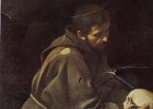 Caravaggio  "Saint Francis in Prayer" painting by Caravaggio from  Il Convento dei Cappuccini Museum : 2014, Caravaggio, Il Convento dei Cappuccini Museum, Italy, Museum and Crypt of Capuchins, Rome
