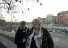 Nora and Liz  Nora and Liz. On the Tiber River near the Mausoleum of Augustus : 2015, Bridge, Italy, Rome, Tiber River