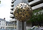 Crann an Ór  Crann an Ór (Tree of Gold) sculpture by Eamonn O'Doherty, 1991, at Central Bank of Ireland : 2014, Dublin, Ireland, Walking