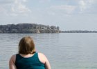 Maple Bluff  Liz at Governor's Island, looking South at Maple Bluff. Lake Mendota bird watching with Liz : 2015, Governor's Island, Lake Mendota, Madison