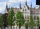 Budapest042715-2657  Driving by the Parliament building. Bus tour of Budapest, including Matthias Church / Mátyás-templom and wine tasting at Domus Vinorum Borház : 2015, Budapest, Bus Tour