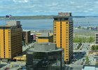Looking North toward Denali Mountain  Concierge Lounge, view from 20th Floor of Marriott looking North at the Knik Arm of the Cook Inlet and Port of Anchorage : 2016, 20th Floor, Alaska, Anchorage, Concierge Lounge
